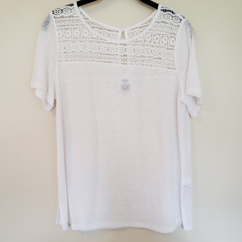 Lightweight Short Sleeve Crochet Neckline Blouse